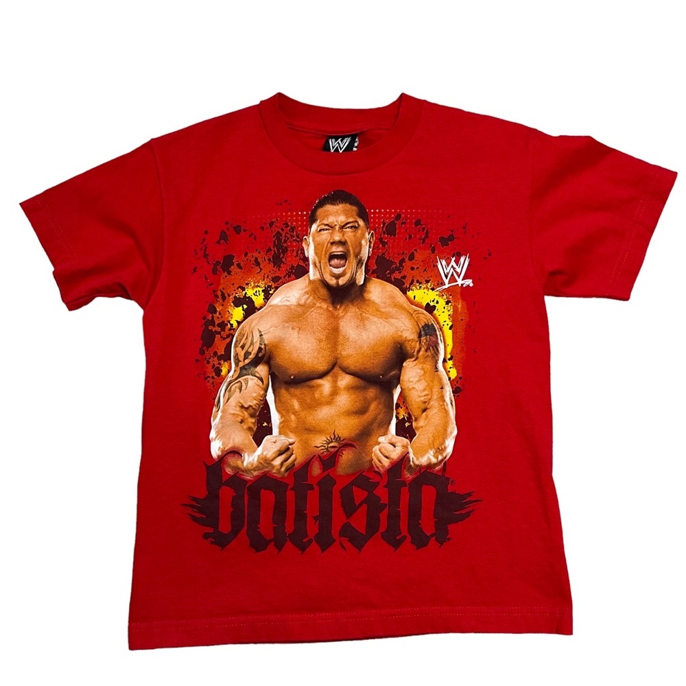 2008 WWE Batista Kids Red Graphic Crewneck Short Sleeve T Shirt
